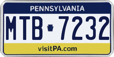 PA license plate MTB7232