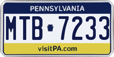 PA license plate MTB7233