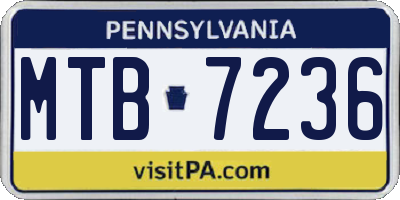 PA license plate MTB7236