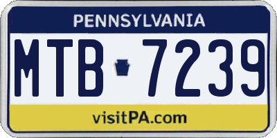 PA license plate MTB7239