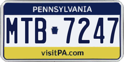 PA license plate MTB7247