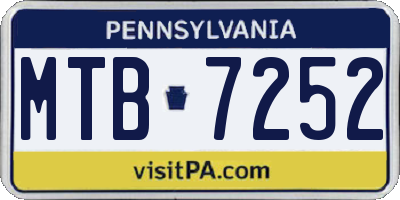 PA license plate MTB7252