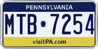 PA license plate MTB7254
