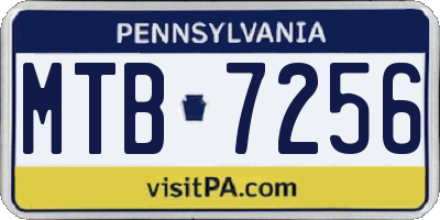 PA license plate MTB7256
