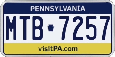 PA license plate MTB7257