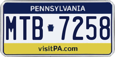 PA license plate MTB7258