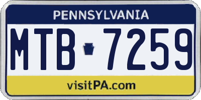 PA license plate MTB7259