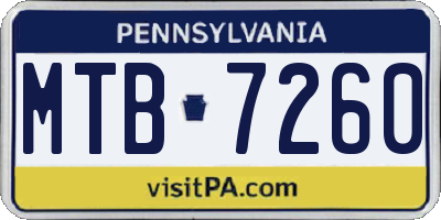 PA license plate MTB7260