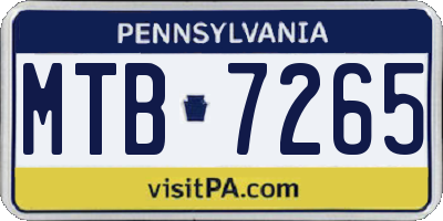 PA license plate MTB7265