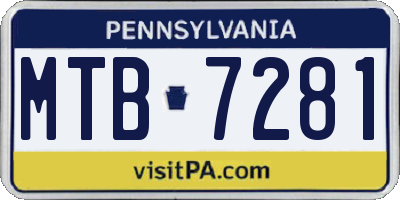 PA license plate MTB7281
