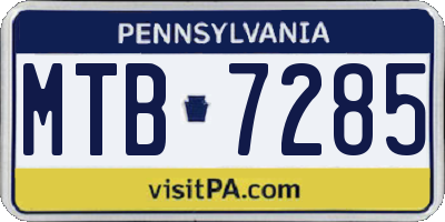 PA license plate MTB7285