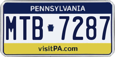 PA license plate MTB7287