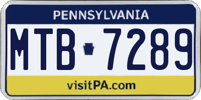 PA license plate MTB7289