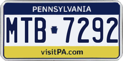 PA license plate MTB7292