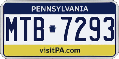 PA license plate MTB7293