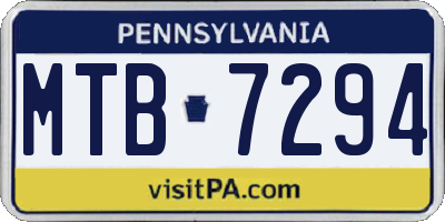 PA license plate MTB7294