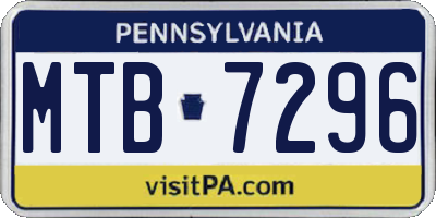 PA license plate MTB7296
