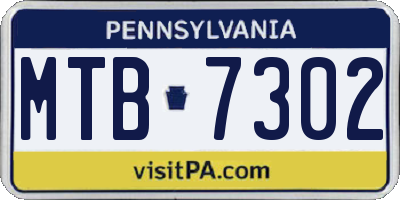 PA license plate MTB7302