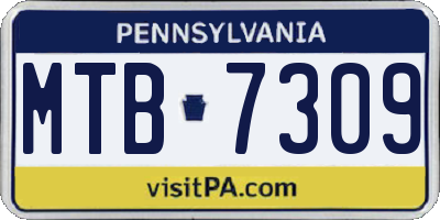 PA license plate MTB7309