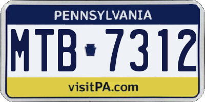 PA license plate MTB7312