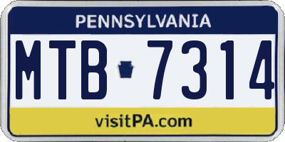 PA license plate MTB7314