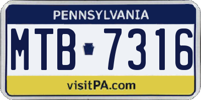 PA license plate MTB7316