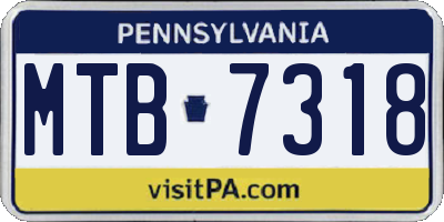 PA license plate MTB7318