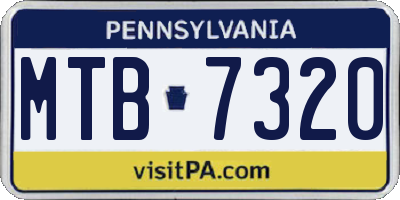 PA license plate MTB7320