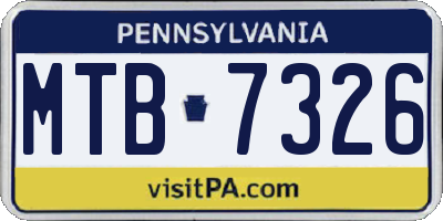 PA license plate MTB7326