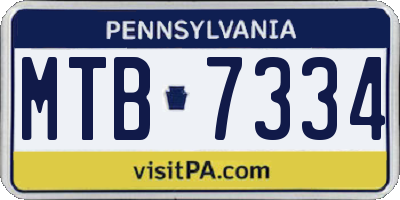 PA license plate MTB7334