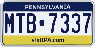PA license plate MTB7337