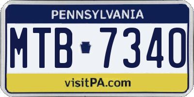 PA license plate MTB7340