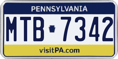 PA license plate MTB7342
