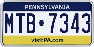PA license plate MTB7343