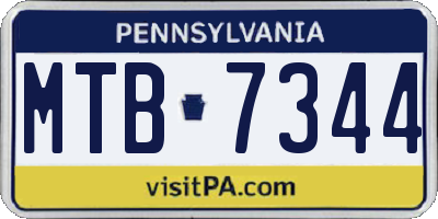 PA license plate MTB7344