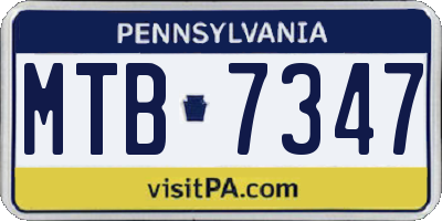 PA license plate MTB7347