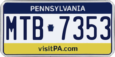 PA license plate MTB7353