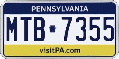PA license plate MTB7355