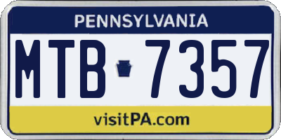 PA license plate MTB7357