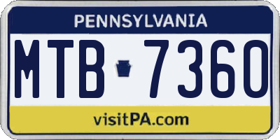 PA license plate MTB7360