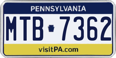 PA license plate MTB7362