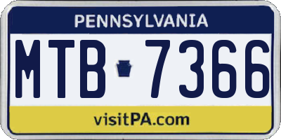 PA license plate MTB7366