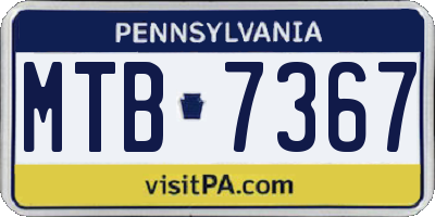 PA license plate MTB7367