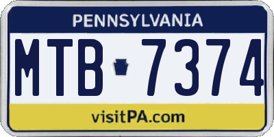 PA license plate MTB7374