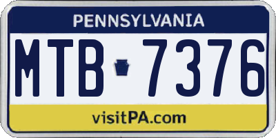PA license plate MTB7376