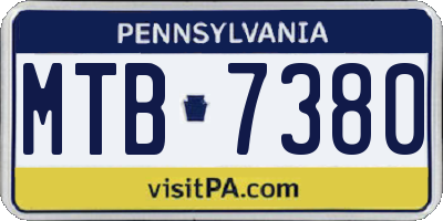 PA license plate MTB7380