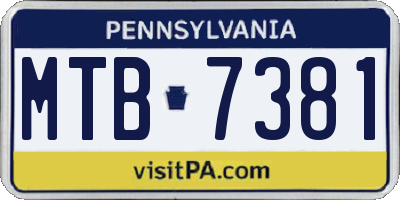 PA license plate MTB7381