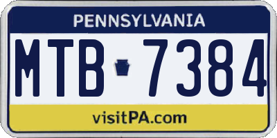 PA license plate MTB7384