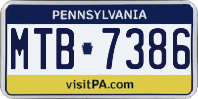 PA license plate MTB7386