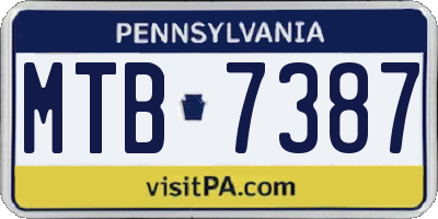 PA license plate MTB7387